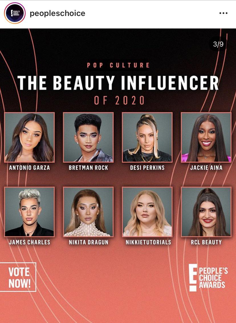 peoples choice award for favorite beauty influencer