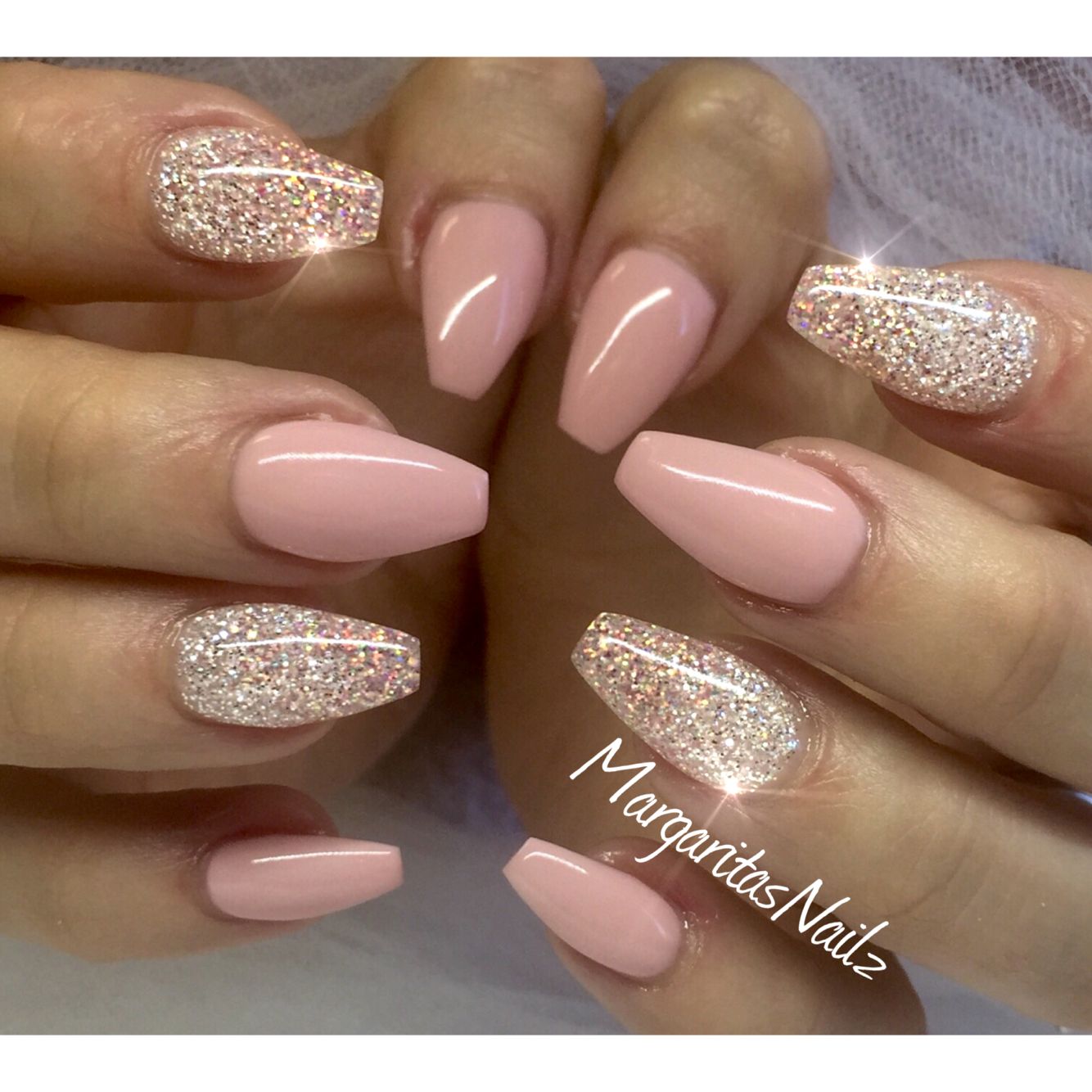 pink glitter nails gel