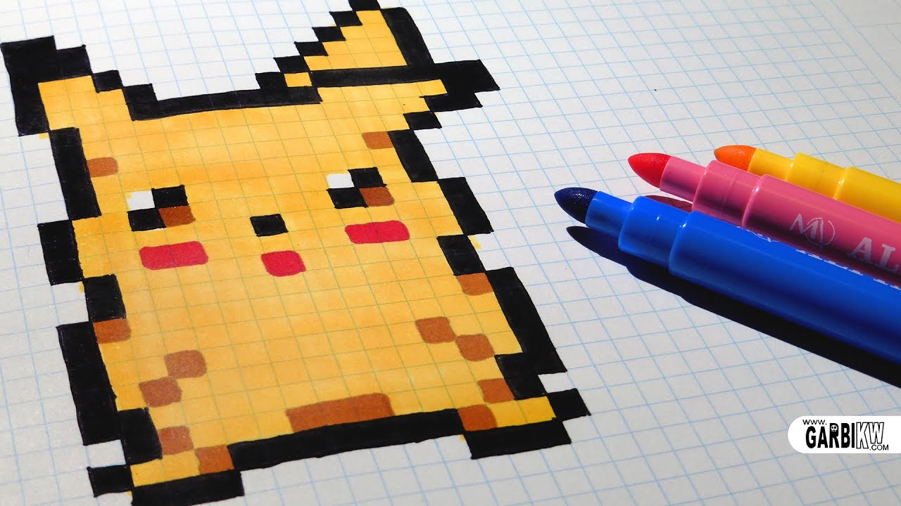pixel art pikachu kawaii