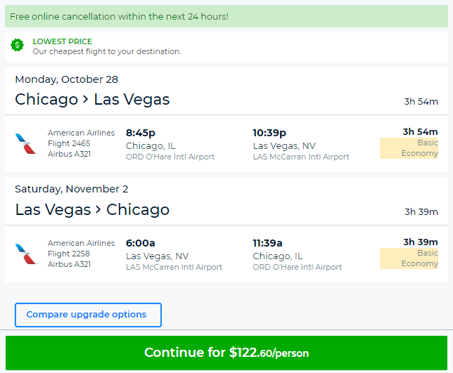 plane tickets from chicago to las vegas
