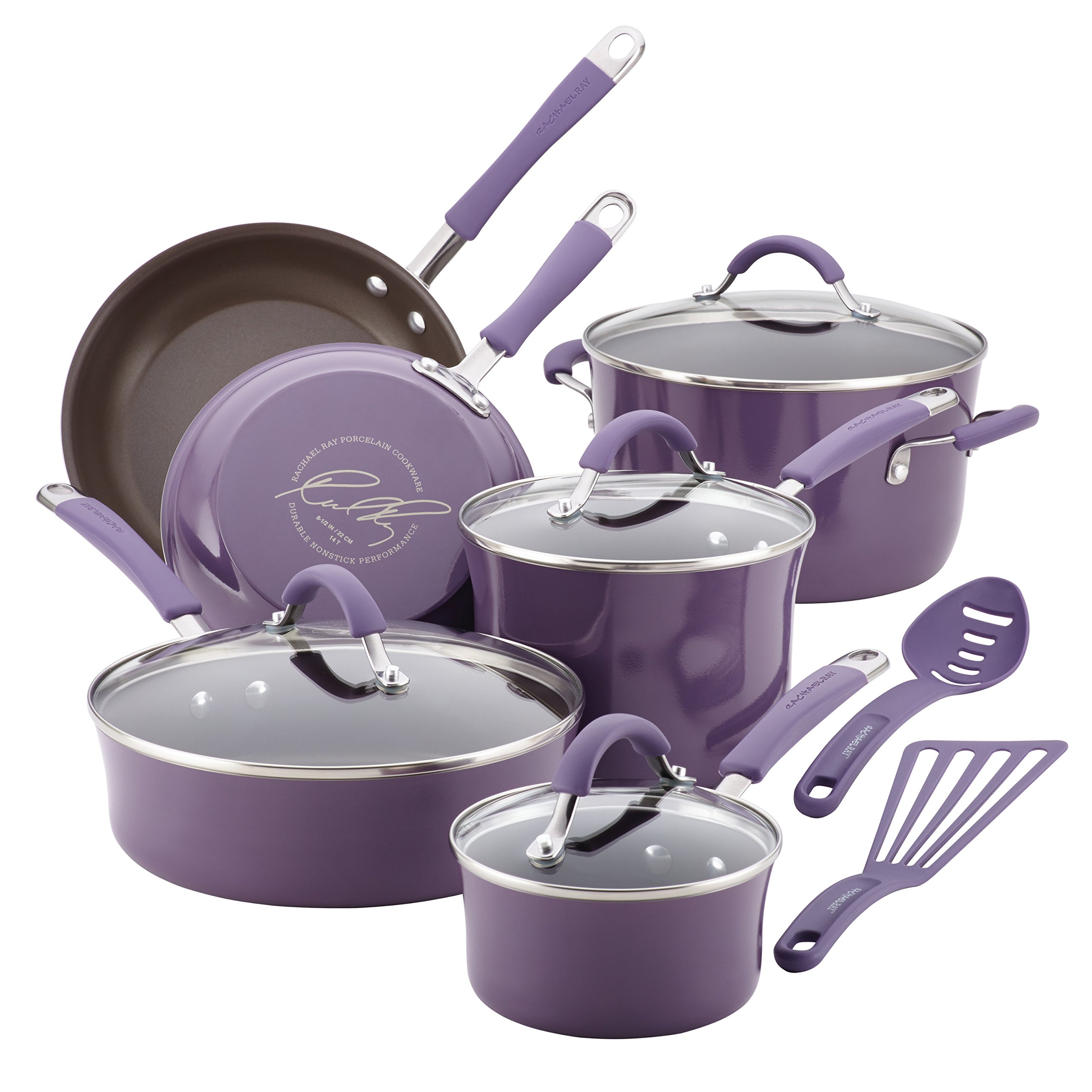 purple pots and pans