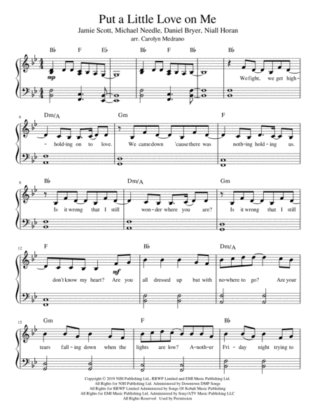 put a little love on me piano sheet music