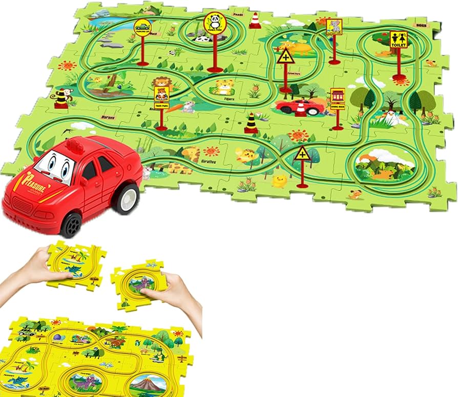 puzzle track car play set