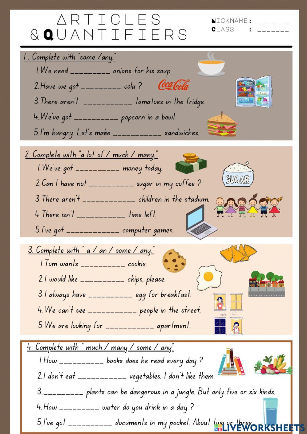 quantifiers liveworksheets