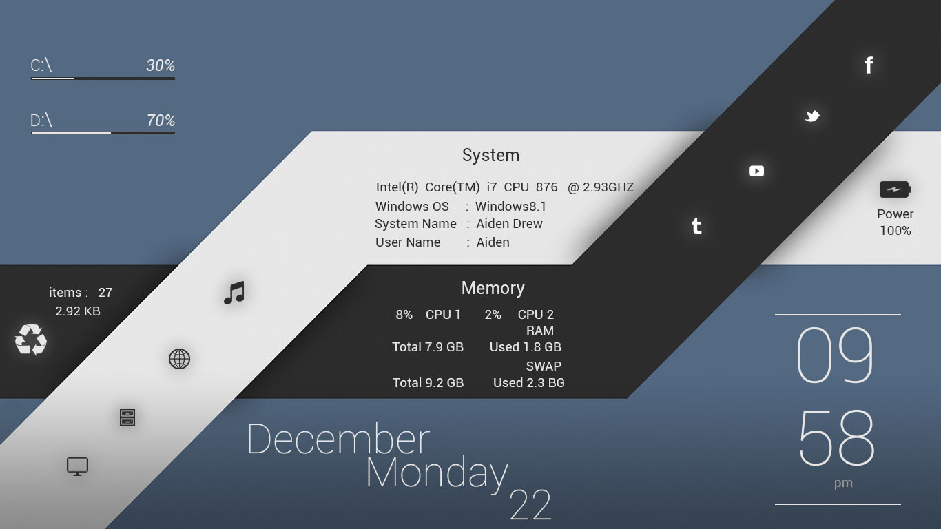 rainmeter minimalist skins