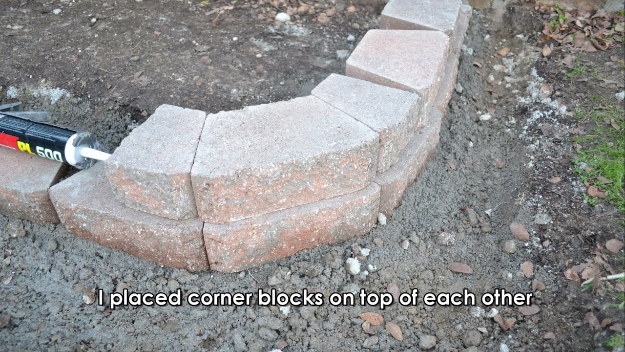 raised garden with retaining wall blocks