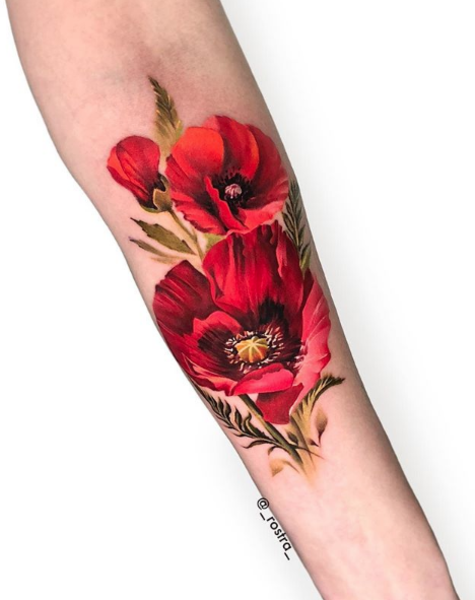 realism floral tattoo