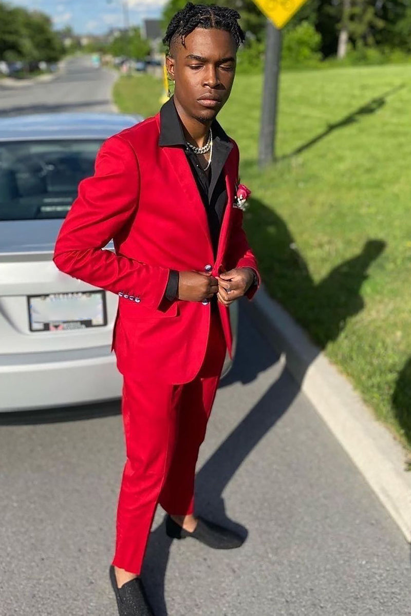 red prom suit