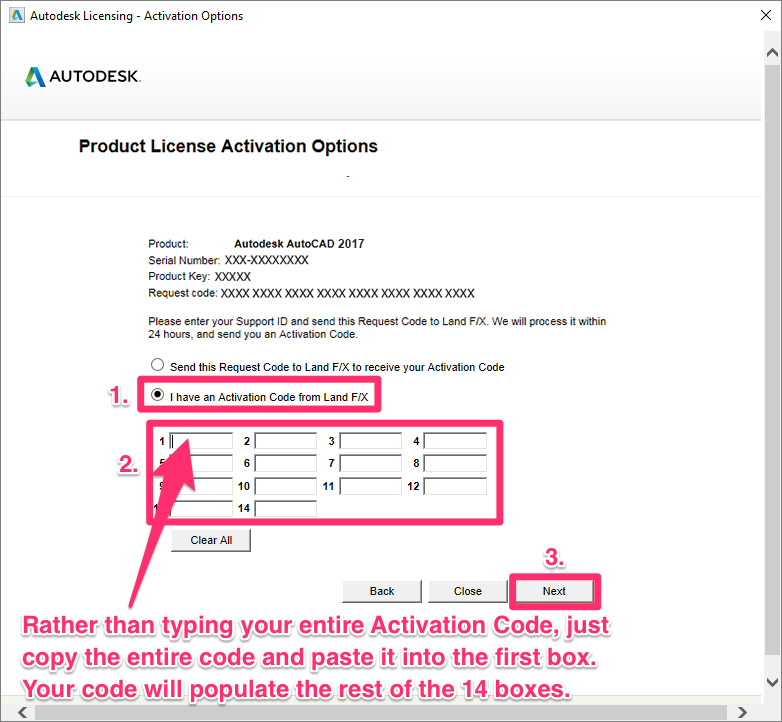 request code autocad 2019