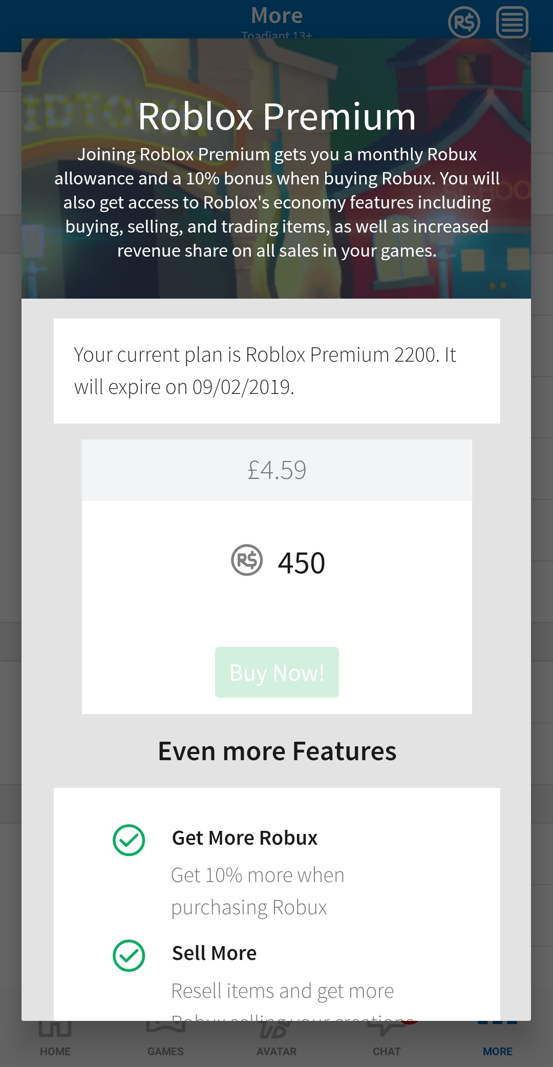 roblox premium 450