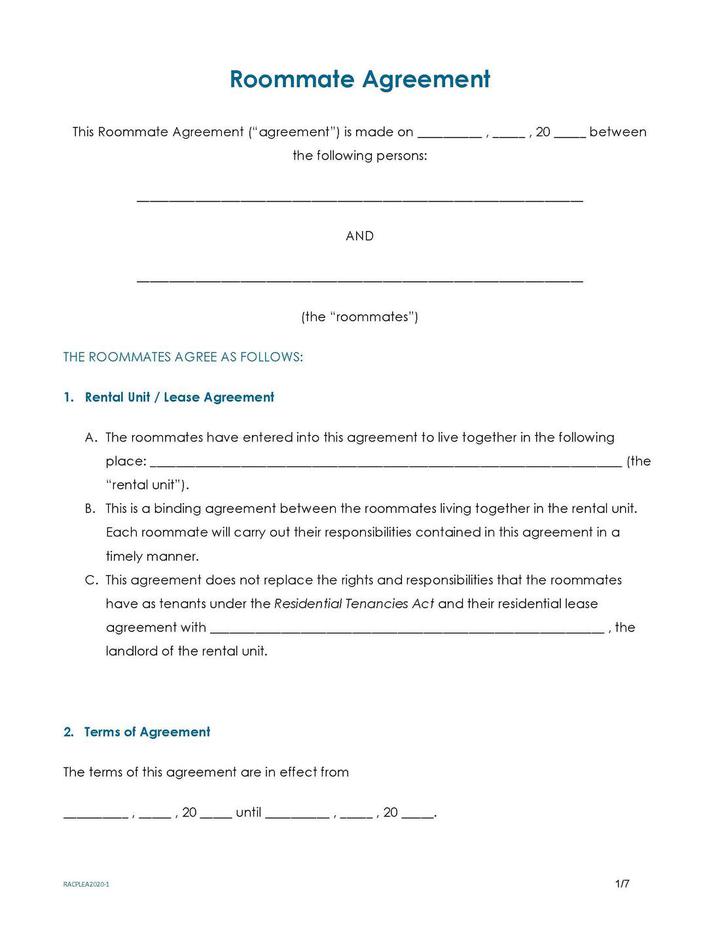 roommate agreement alberta