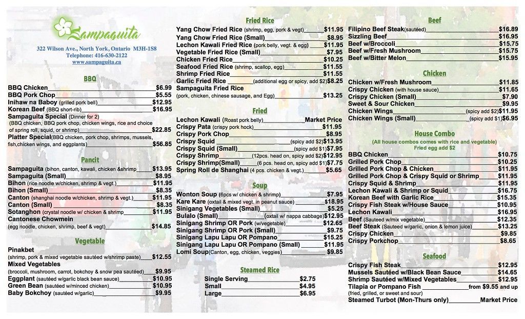 sampaguita village menu