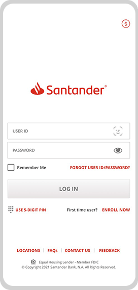 santander online log on
