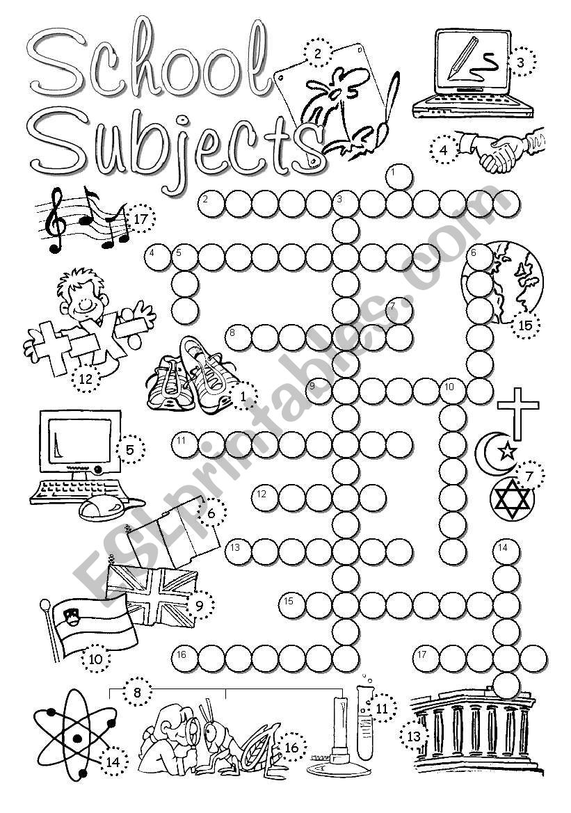 school subject crossword