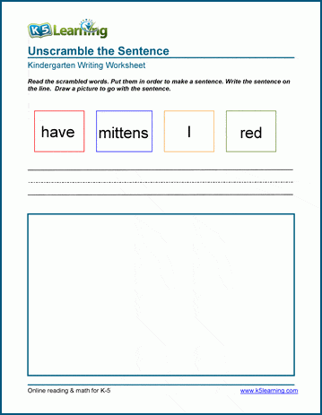 scrambled sentences worksheets