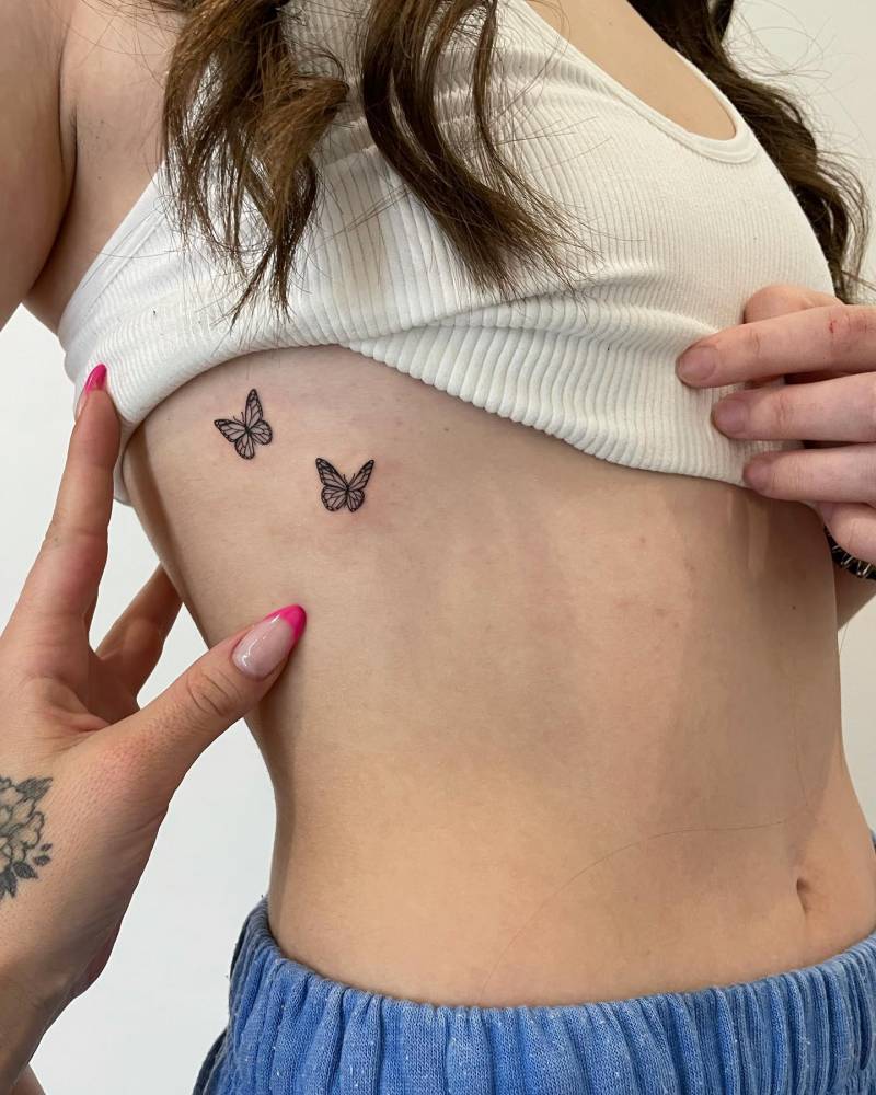 side boob tattoo butterfly