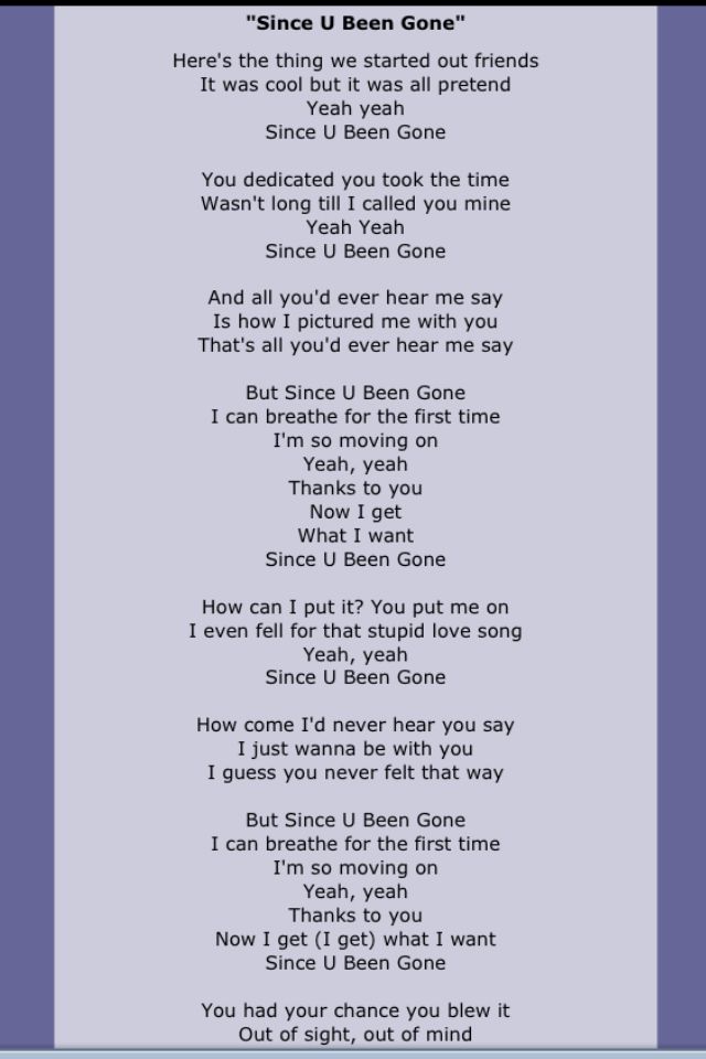 since you were gone lyrics