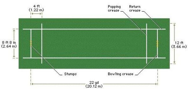 size of cricket pitch in feet