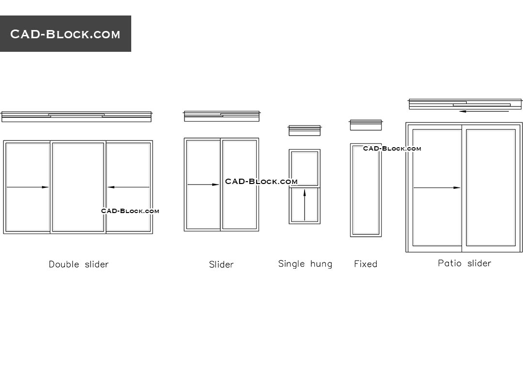 sliding door elevation cad block