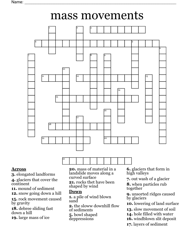 slow movement crossword puzzle clue