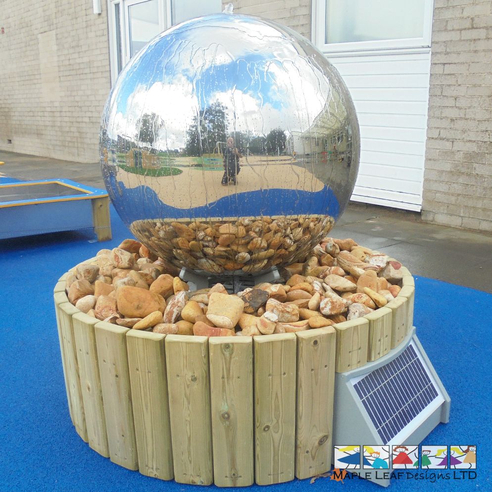 solar powered sphere water feature