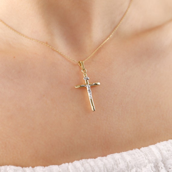 solid gold crucifix necklace