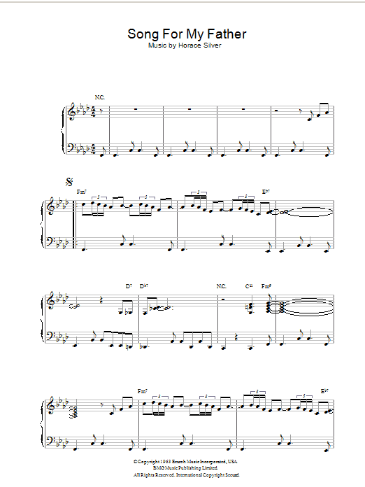 song for my father sheet music