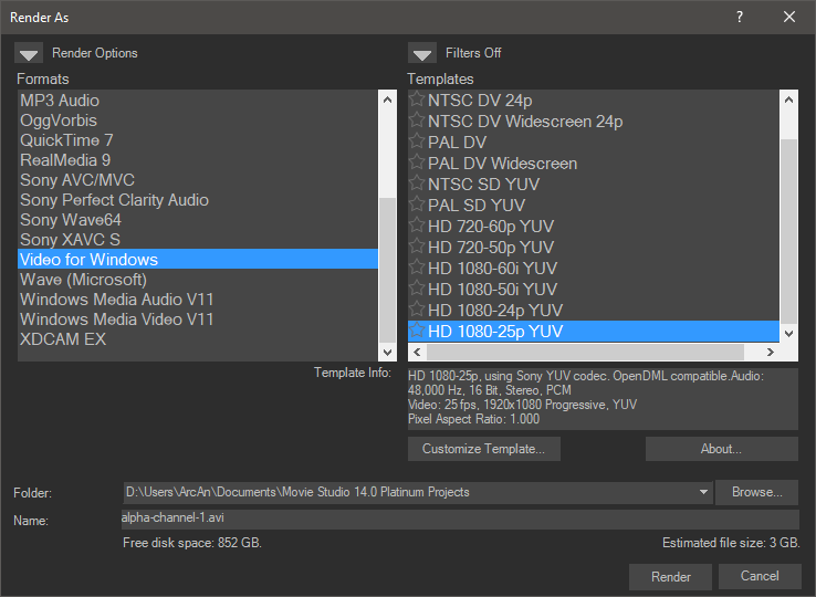 sony vegas 15 render settings