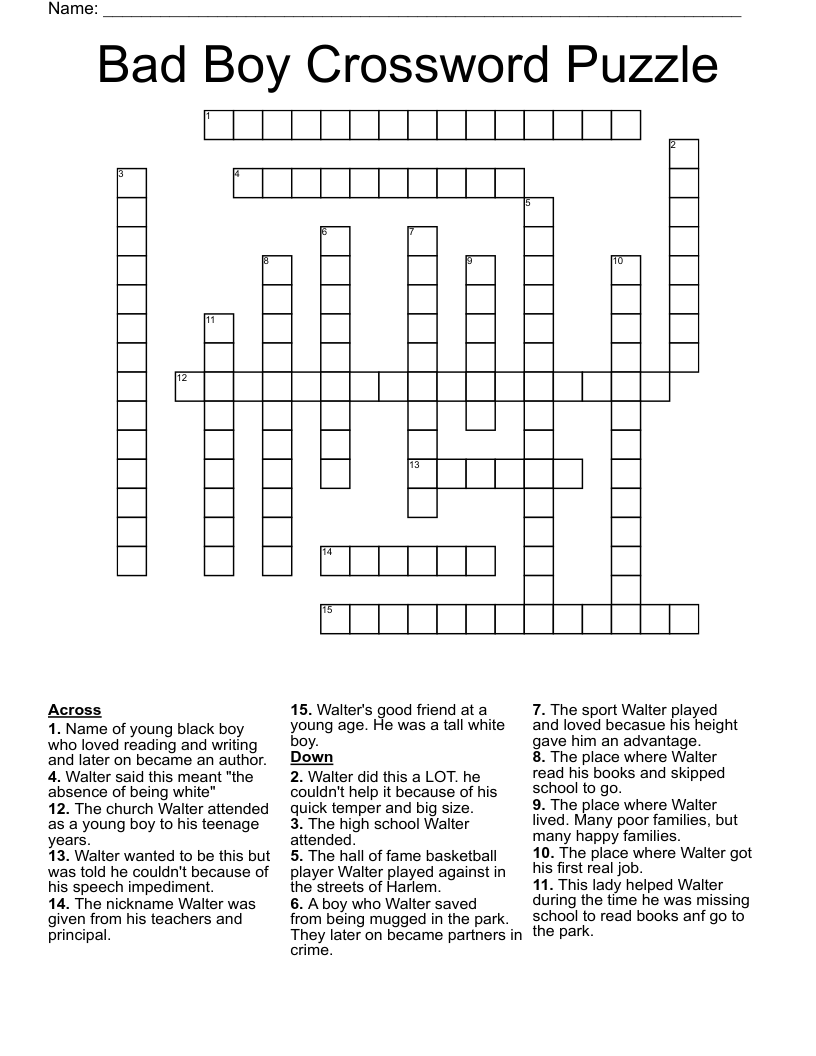sponsored boy crossword clue