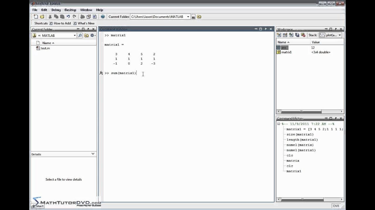 sum in matlab