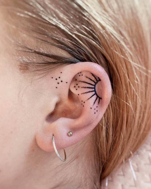 sun ear tattoo