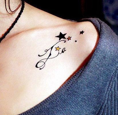 tatuaje estrellas hombro mujer