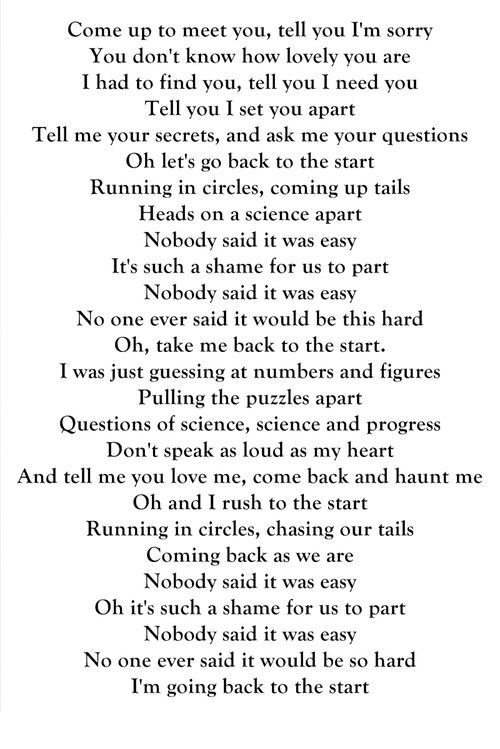 the scientist lyrics coldplay