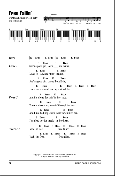 tom petty free fallin chords