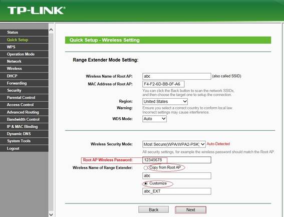 tp link setup extender