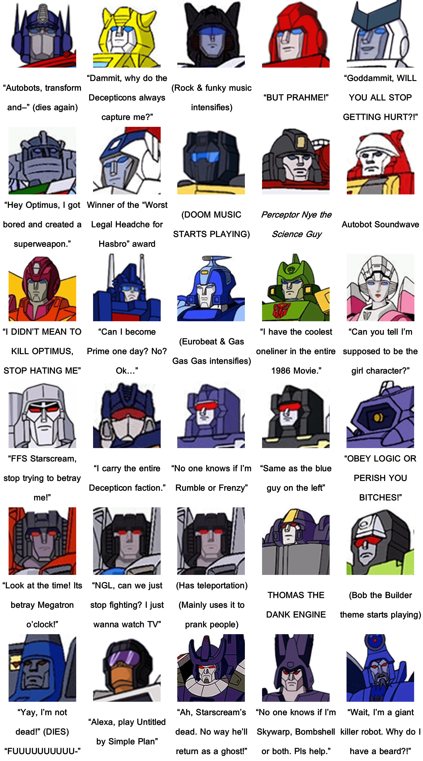 transformers character names