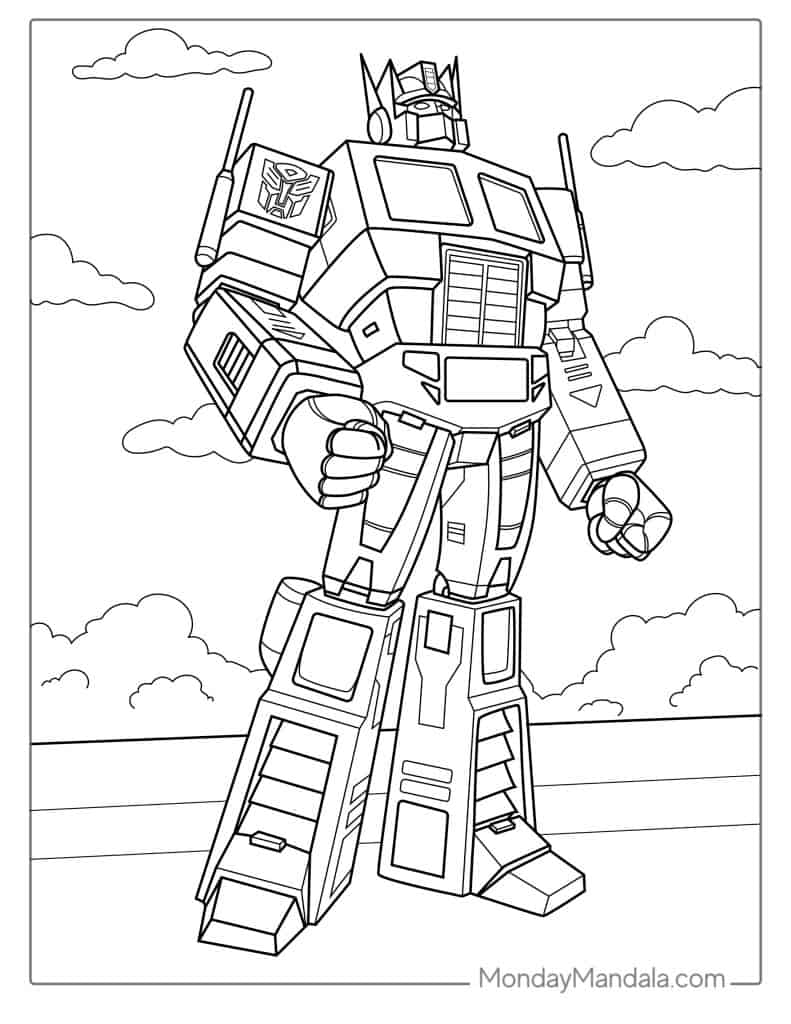 transformers optimus prime coloring pages