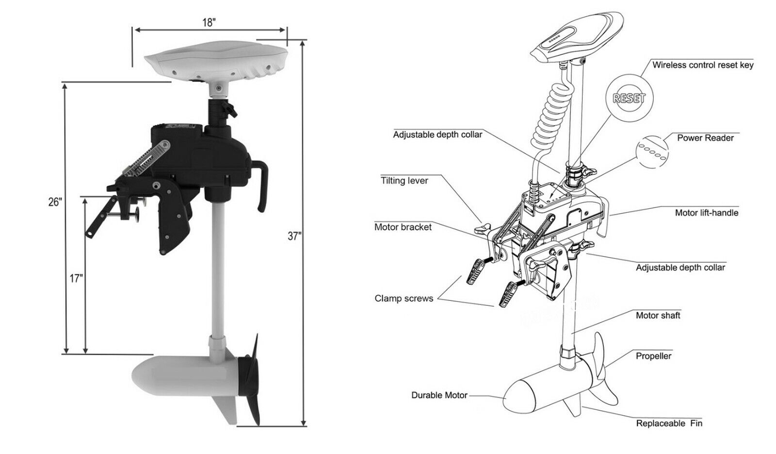 transom mount electric trolling motors