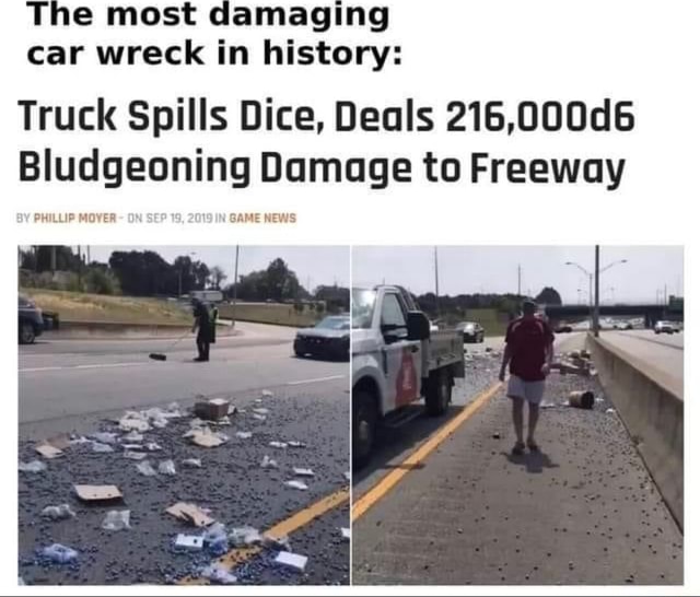 truck spills dice