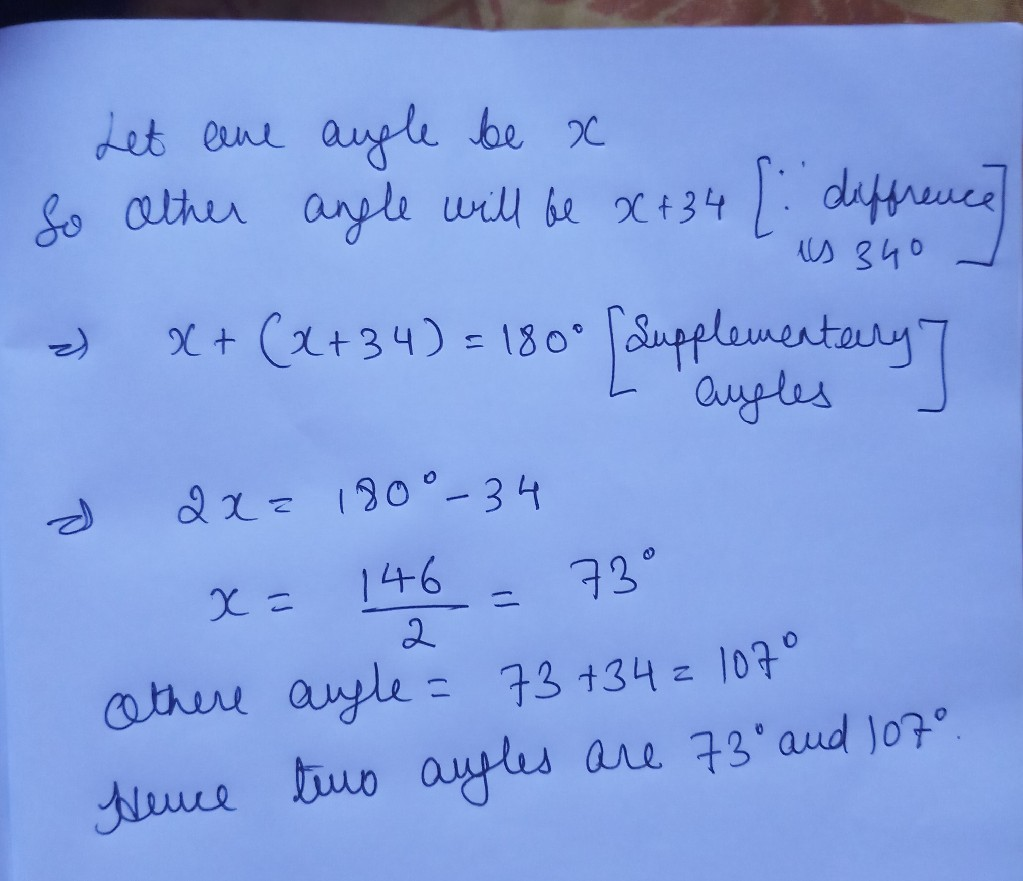 two supplementary angles differ by 50