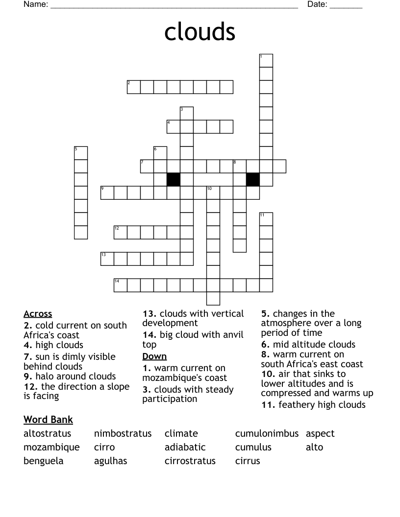 type of cloud 11 crossword clue