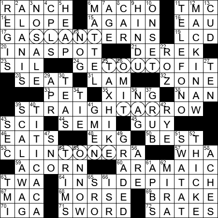 upright crossword clue