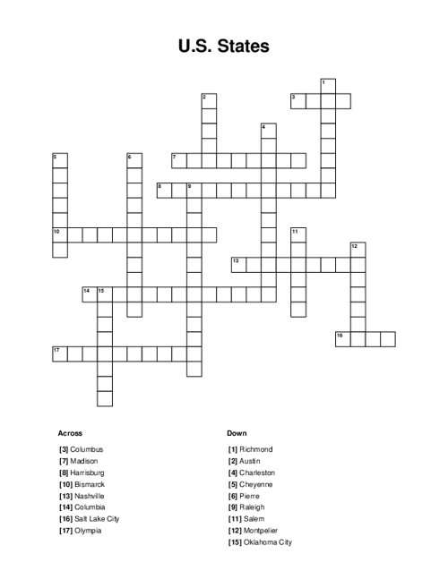 us state crossword clue 7 letters