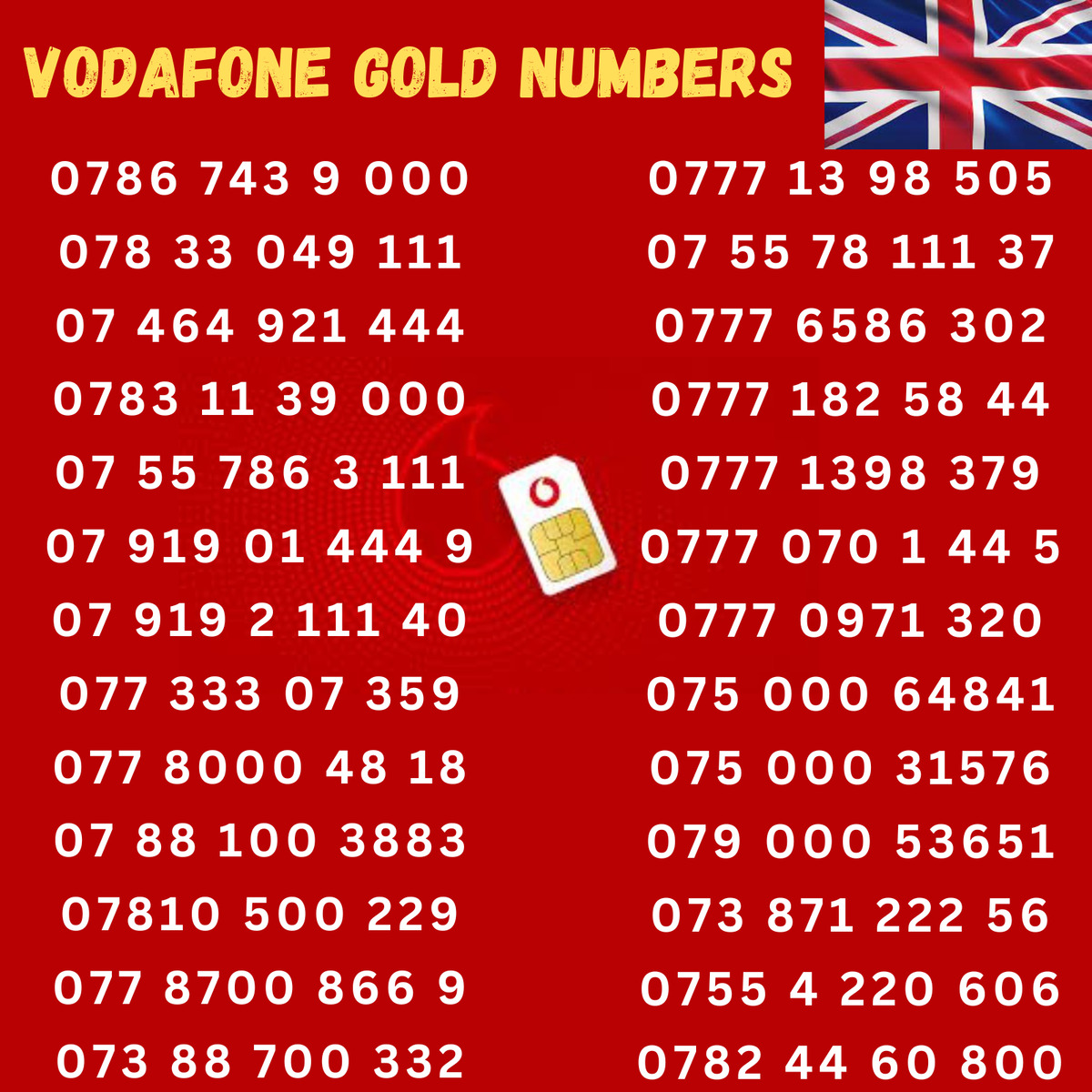 vodafone gold number