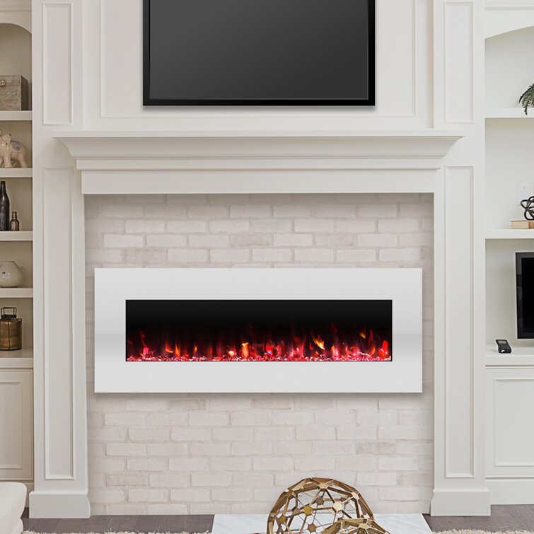 wall mount electric fireplace white