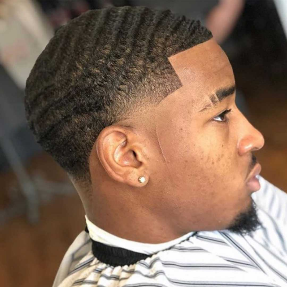 waves short low taper fade black male