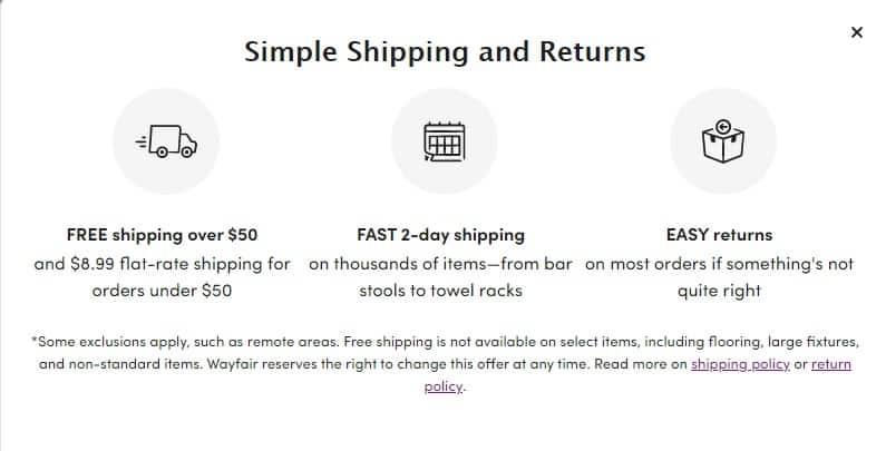 wayfair return shipping cost canada