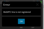 webrtc line is not registered