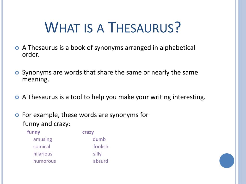 what does a thesaurus mean