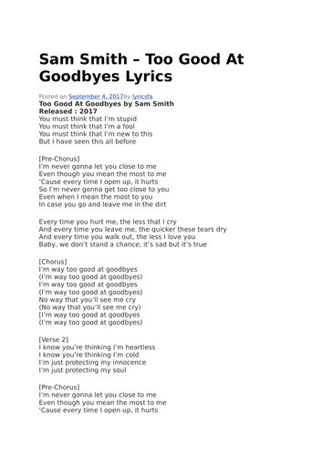 whats so good about goodbye lyrics